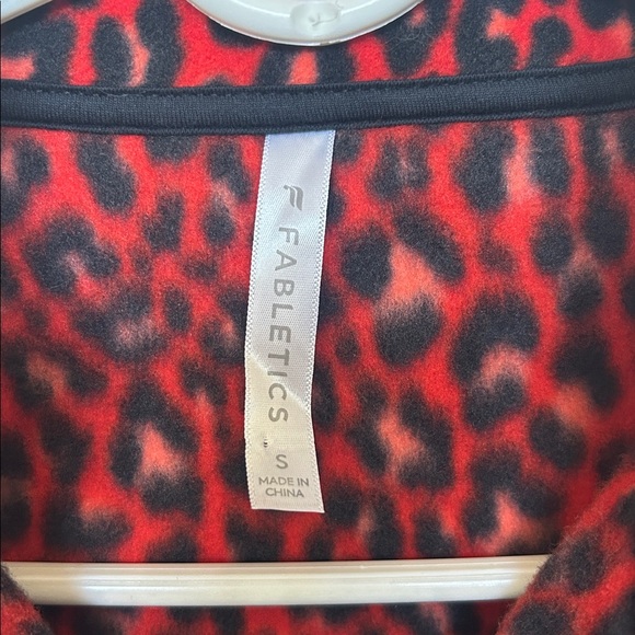 Fabletics Red and Black Leopard Fleece Jacket - Picture 2 of 3